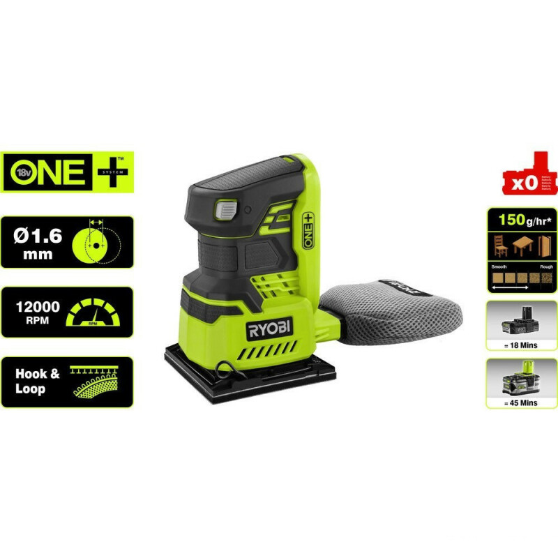 Машина виброшлифовальная аккумуляторная RYOBI R18SS4-0 ONE+ - Зображення 1