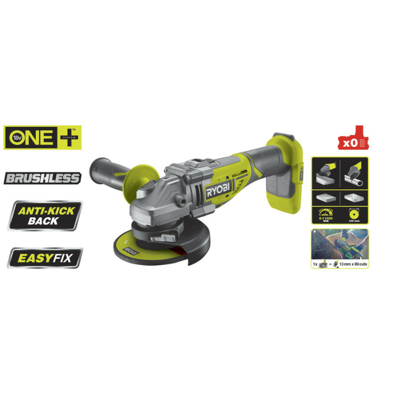 Аккумуляторная бесщеточная угловая шлифовальная машина R18AG7-0 BL RYOBI ONE+