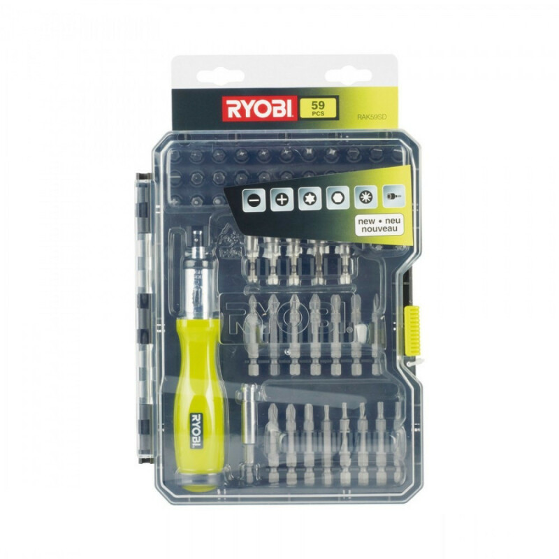 Набор бит и торцевых головок с отверткой 59 предметов RYOBI RAK59SD