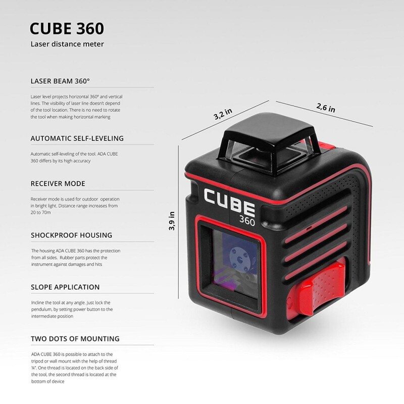 Лазерный уровень CUBE 360 HOME EDITION ADA А00444 - Зображення 9