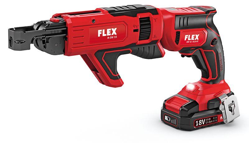 FLEX DW 45 18.0-EC M/2.5 Set Аккумуляторный шуруповерт для гипсокартона 18,0 В с насадкой - Зображення 2