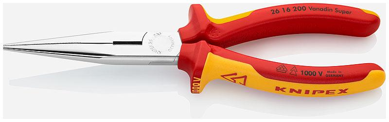 KNIPEX 26 16 200 Плоские круглогубцы с режущими кромками