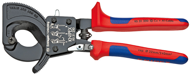 KNIPEX 95 31 250 Ножницы для резки кабелей (по принципу трещотки)
