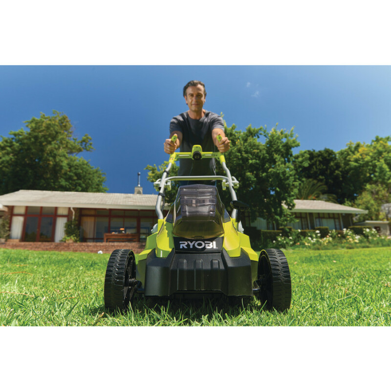 RYOBI RLM18C36H2 Гибридная (аккумуляторная и электрическая) газонокосилка, ширина скашивания 36см (2 x 2,5 Ач) - Зображення 4
