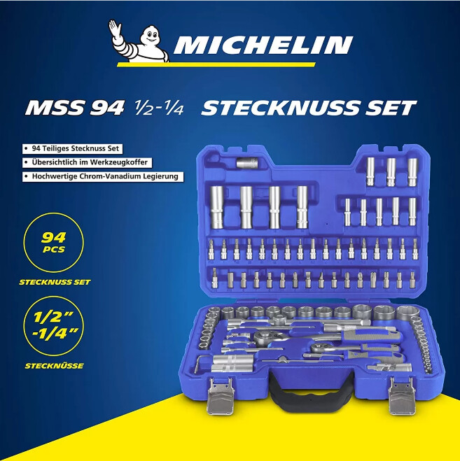 Автомобильный набор инструментов MICHELIN MSS-94-1/2-1/4 (94 предмета) - Зображення 1