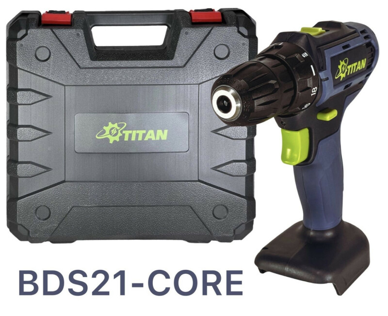 Аккумуляторная двухскоростная дрель-шуруповерт 21В, TITAN BDS21-CORE