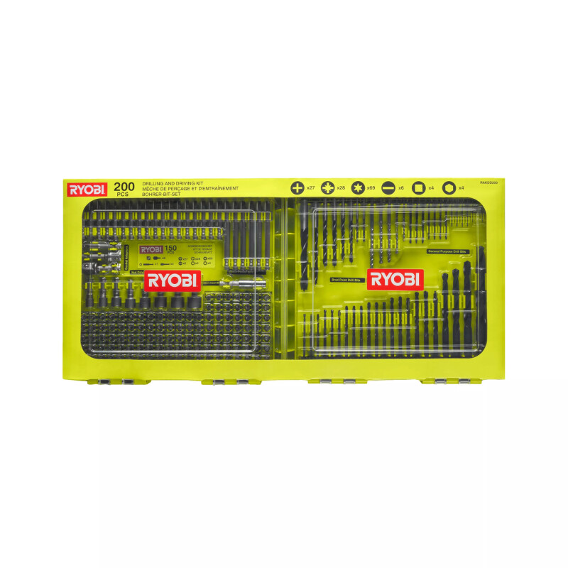 Набор для сверления и закручивания 200 аксессуаров RYOBI RAKDD200