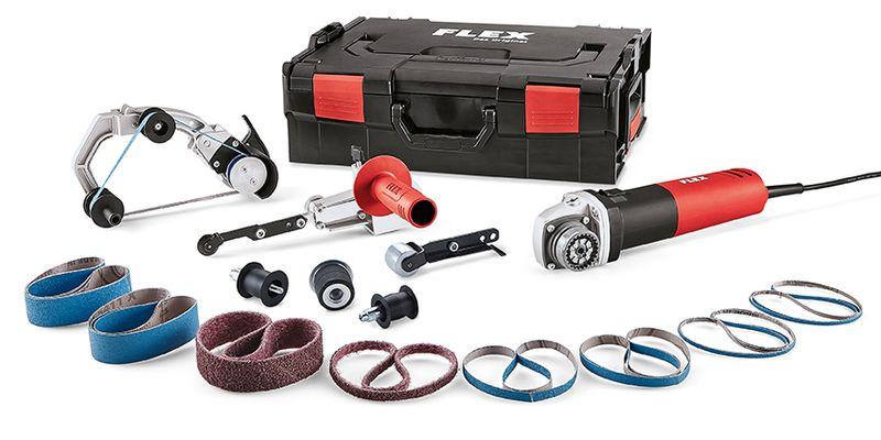 FLEX BRE 8-4 INOX Set Ленточная шлифовальная машина для труб и ленточный напильник TRINOXFLEX в комплекте