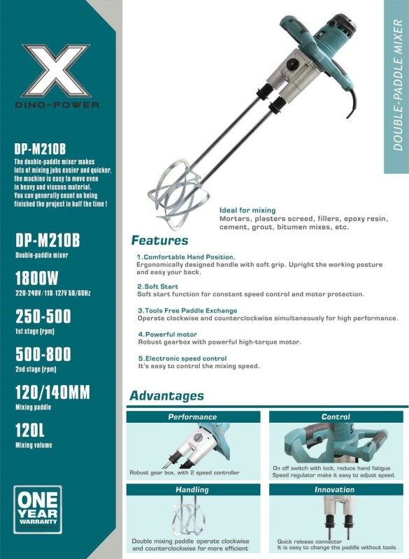 Мощный двухвенчиковый электрический миксер 1800 Вт Dino-Power DP-M210B - Зображення 6