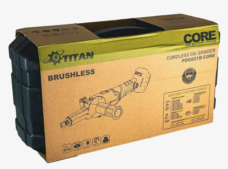 Аккумуляторная прямая шлифовальная машина TITAN PDG821B-CORE Brushless - Зображення 6