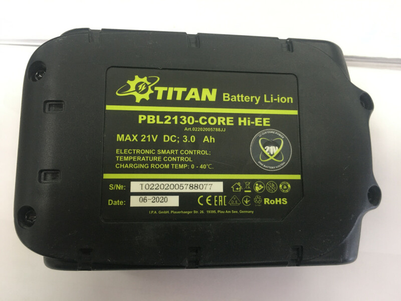 Батарея Li-ion 21В/ 3,0-Ah, TITAN PBL2130 HI-EE - Зображення 3