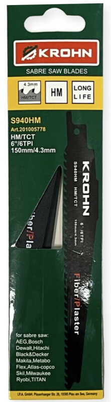 Пилки для резки газобетона KROHN S940HM (2шт)