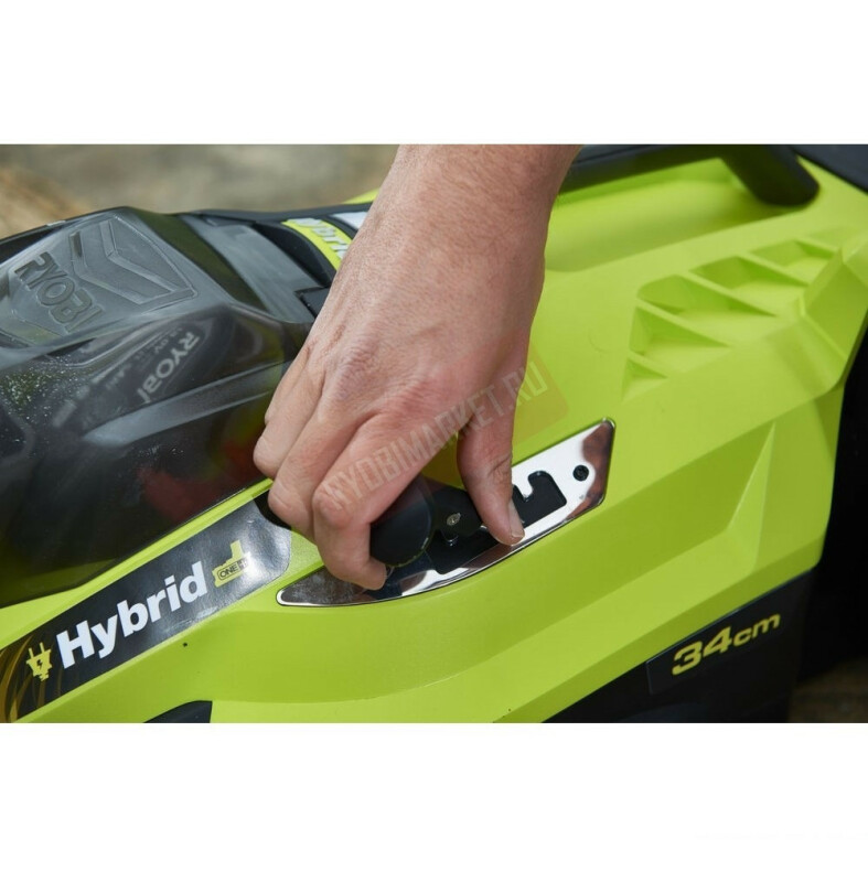Гибридная (аккумуляторно-электрическая) газонокосилка 18V RYOBI OLM1834H ONE+, ширина скашивания 34 см - Зображення 1