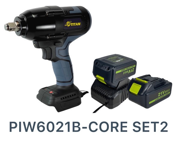 Аккумуляторный ударный гайковерт TITAN PIW6021B-CORE SET2 550Nm