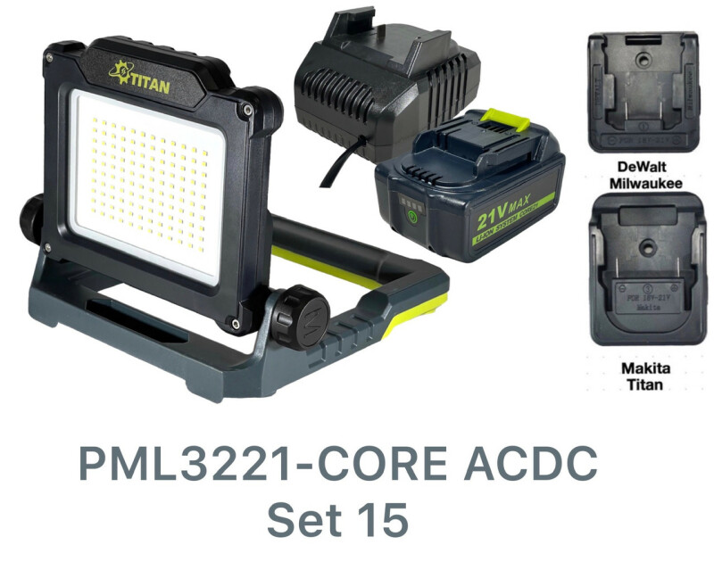 Аккумуляторный Гибридный прожектор TITAN PML3221-CORE ACDC SET 15 - Зображення 1