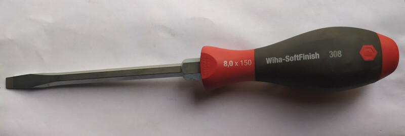 Отвертка прямой шлиц усилиная Wiha SoftFinish 8x150