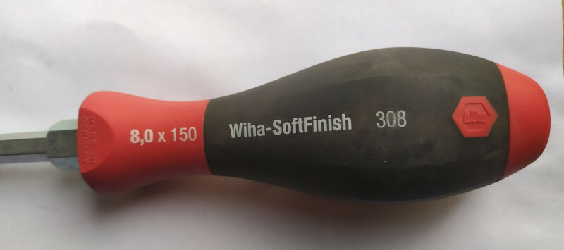 Отвертка прямой шлиц усилиная Wiha SoftFinish 8x150 - Зображення 2