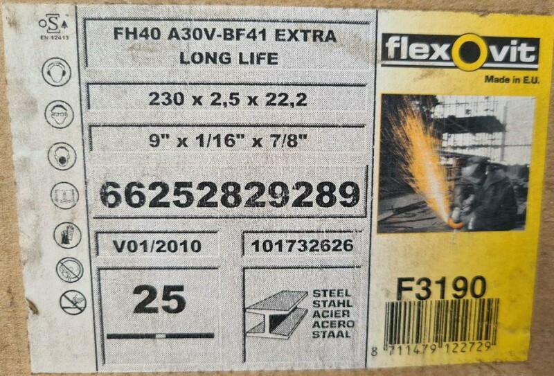 Отрезной диск по металлу 230мм FLEXOVIT LONG LIFE - Зображення 1