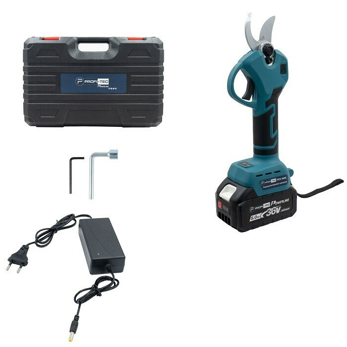 Аккумуляторный секатор PROFI-TEC PES36BL POWERLine (1 х 5.0 Ач, зарядное устройство)