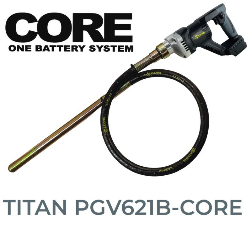Аккумуляторный глубинный вибратор для бетона TITAN PGV621B-CORE