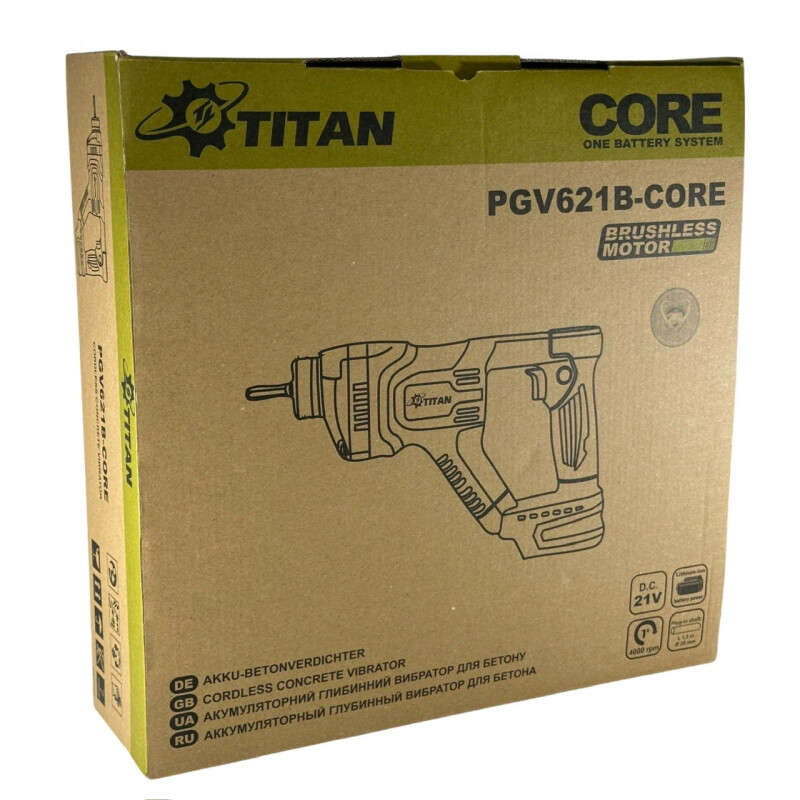 Аккумуляторный глубинный вибратор для бетона TITAN PGV621B-CORE - Зображення 5