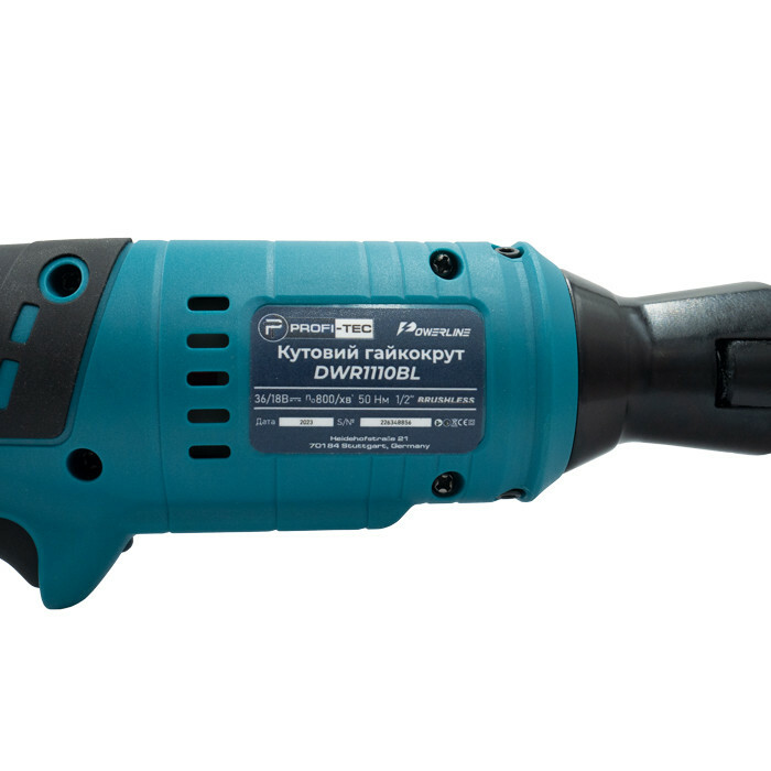 Аккумуляторный угловой гайковерт PROFI-TEC DWR1110BL SET 15 POWERLine (1 х 5.0 Aч, зарядное устройство) - Зображення 7