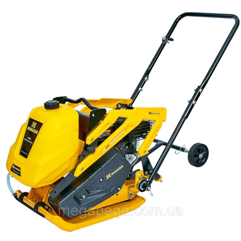 Бензиновая виброплита HONKER 29455 + 31510 с двигателем LONCIN 196 cc, 6.5HP 93кг (с баком для воды)