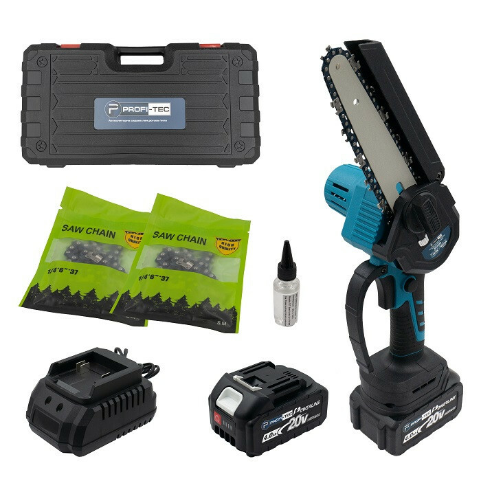 Аккумуляторная ручная цепная пила PROFI-TEC BCS250 SET24P POWERLine (2 х 4.0 Ач, зарядное устройство)