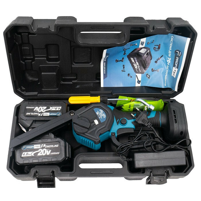Аккумуляторная ручная цепная пила PROFI-TEC BCS250 SET24P POWERLine (2 х 4.0 Ач, зарядное устройство) - Зображення 8
