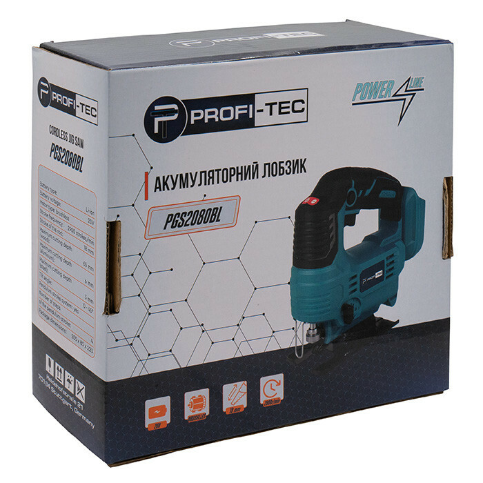 Аккумуляторный лобзик PROFI-TEC PGS2080BL POWERLine (без аккумулятора и зарядного устройства) - Зображення 9