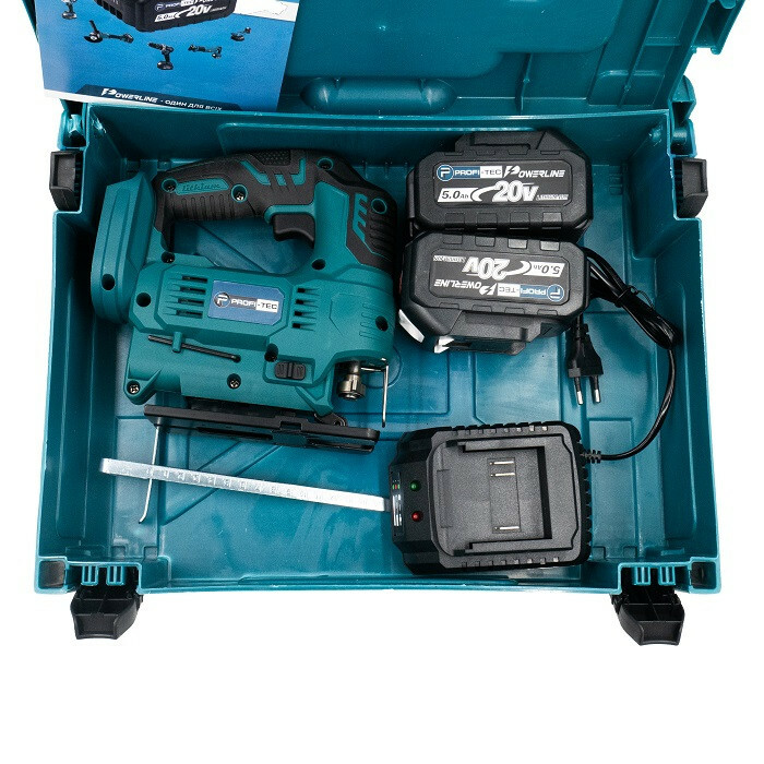 Аккумуляторный лобзик PROFI-TEC PGS2080BL SET25P POWERLine (2 х 5.0 Aч, зарядное устройство) - Зображення 1
