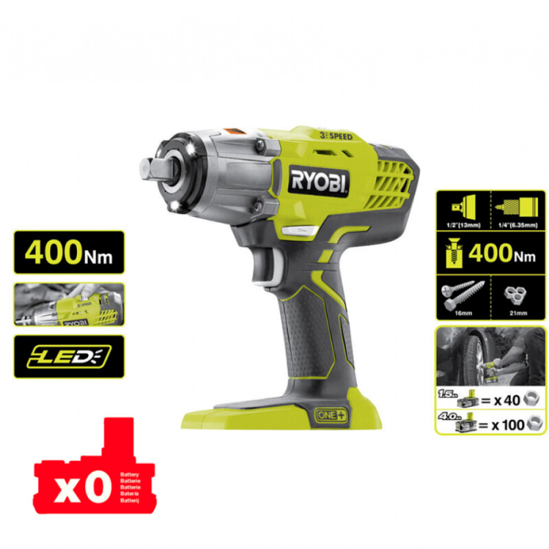 Гайковерт ударный аккумуляторный RYOBI R18IW3-0 ONE+