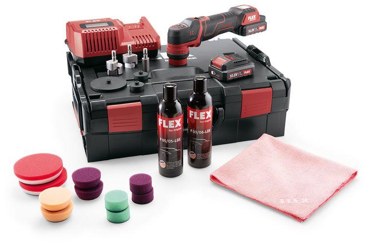 Аккумуляторная полировальная машина FLEX PXE 80 10.8-EC/2.5 Set  ротационная и эксцентриковая