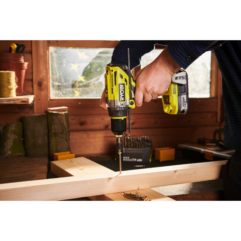 Аккумуляторная бесщеточная ударная дрель-шуруповерт RYOBI R18PD7-0 ONE+ 18V  85nm - Зображення 4