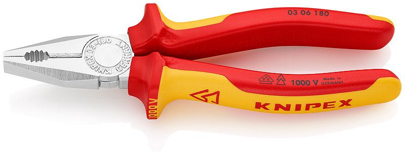 Плоскогубцы диэлектрические комбинированные KNIPEX 03 06 180 - Зображення 1