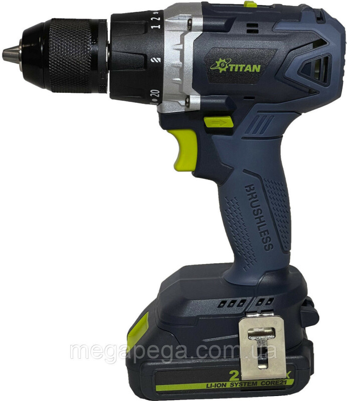 АККУМУЛЯТОРНАЯ ДРЕЛЬ-ШУРУПОВЕРТ TITAN PDS9221B-CORE BRUSHLESS SET2 92Nm - Зображення 6