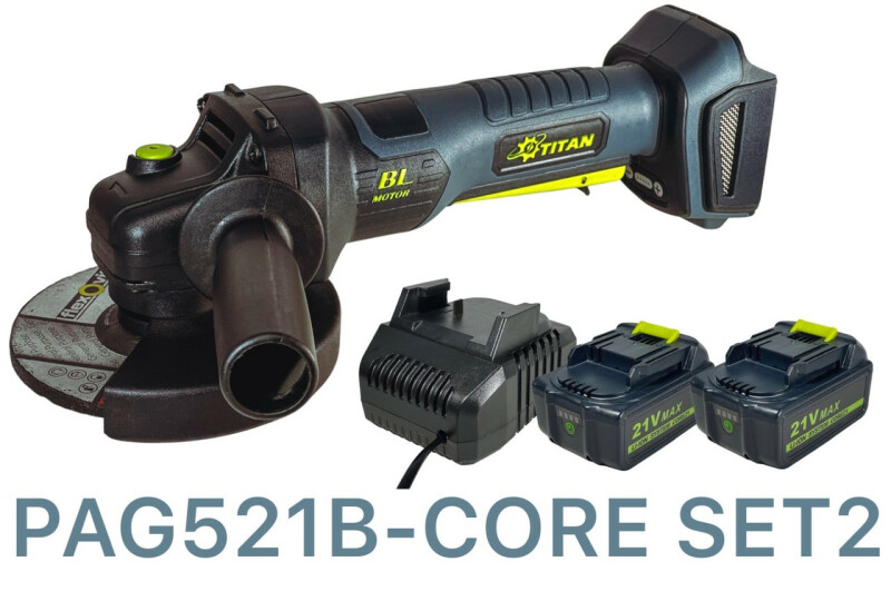 Аккумуляторная бесщеточная шлифмашина угловая TITAN PAG521B-CORE SET2 Brushless - Зображення 3