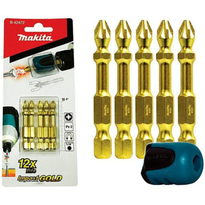 Насадка Mag booster с набором бит PH2 (5 шт.) Makita (B-42488) - Зображення 1