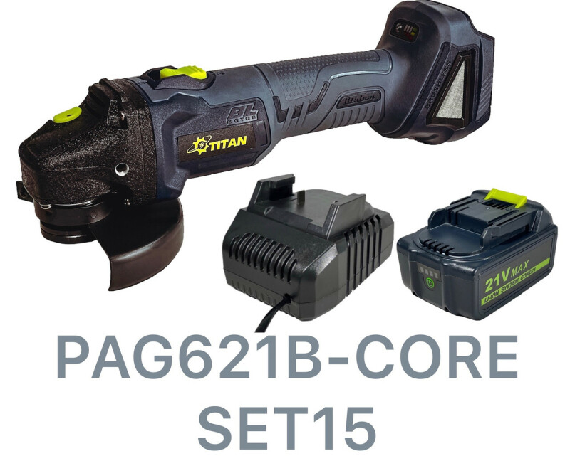 Аккумуляторная бесщеточная УГЛОВАЯ ШЛИФМАШИНА TITAN PAG621B-CORE SET15 Brushless - Зображення 5
