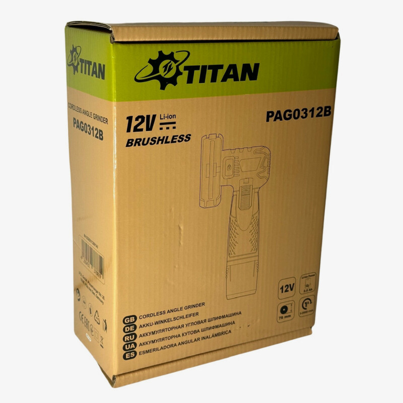 Аккумуляторная безщеточная угловая шлифовальная машина TITAN PAG0312B минирезак (2 х 2.0 Ач+ЗУ) - Зображення 6