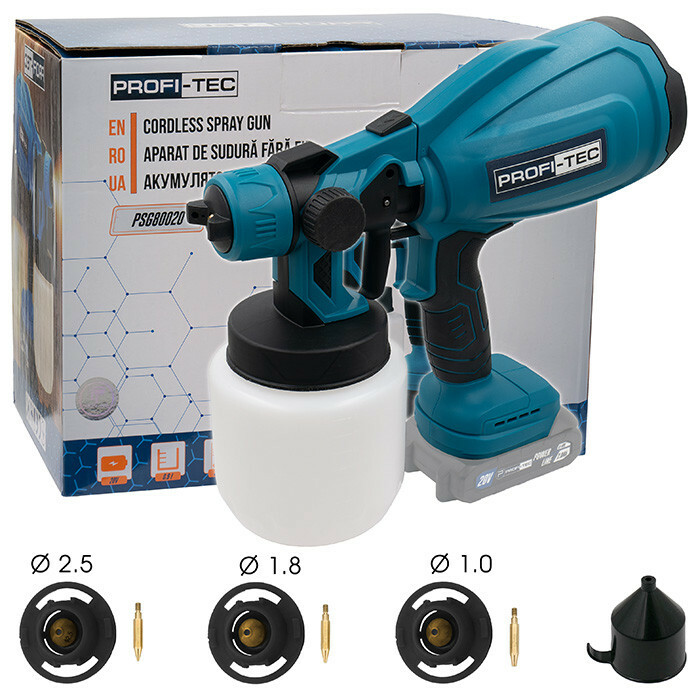 Аккумуляторный краскопульт PROFI-TEC PSG80020 POWERLine (без аккумулятора и зарядного устройства)