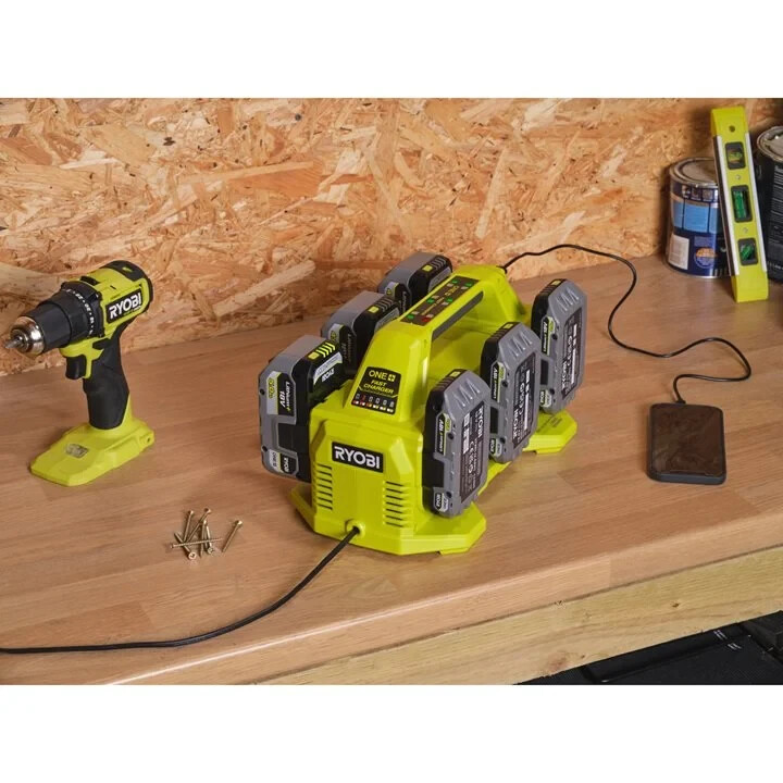 Зарядное устройство для аккумуляторов 18 В ONE+ 4A на 6 портов RYOBI - Зображення 2