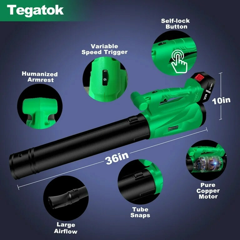 Воздуходувка садовая аккумуляторная TEGATOK 20В, TGB2021-CORE - Зображення 3