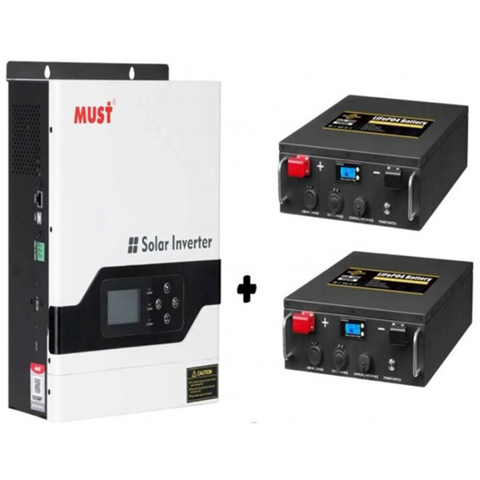 Комплект Гибридный инвертор MUST PV18-3224VPM SET100A 24 В+ (2×батареи LiFePO4, 12В/100Ач)