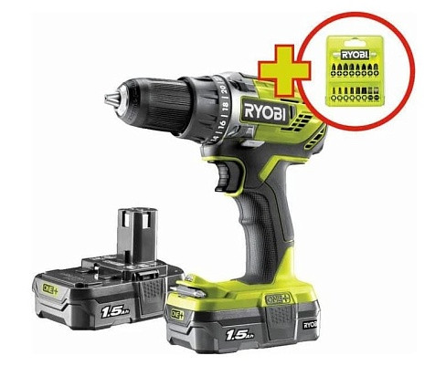 Шуруповерт аккумуляторный Ryobi R18DD3-215GA17 (2×RB18L15 (1.5 Ач), зарядное устройство)