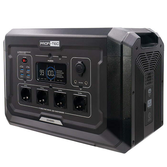 Портативная зарядная станция PROFI-TEC PPS2500 LiFePO₄ (2500 Вт, батарея 2048 Вт⋅ч) - Зображення 2