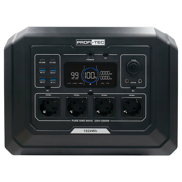Портативная зарядная станция PROFI-TEC PPS2000 LiFePO₄ (2000 Вт, батарея 1024 Вт·ч) - Зображення 2