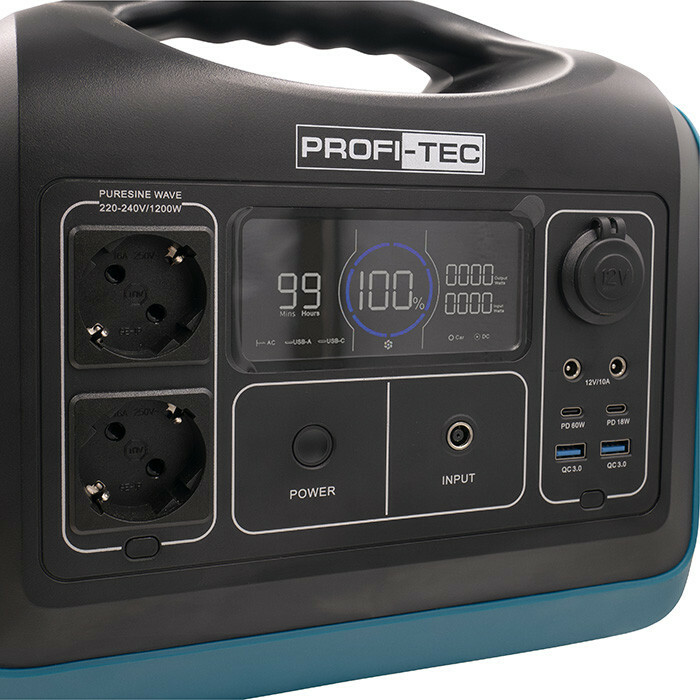 Портативная зарядная станция PROFI-TEC PPS1200 LiFePO₄ (1200 Вт, батарея 992 Вт⋅ч) - Зображення 4