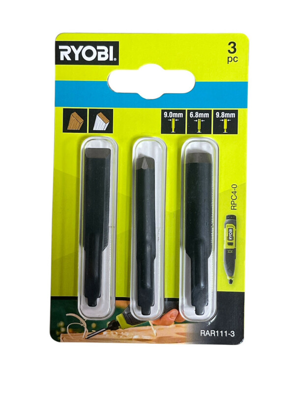 Набор из трех резцов RYOBI RAR111-3 для аккумуляторной стамескиRPC4-120G - Зображення 1