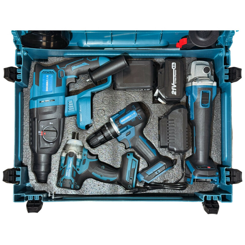 Набор аккумуляторного инструмента 4 в 1 SAKUMA BLUE CX4T-CORE 21В - Зображення 3